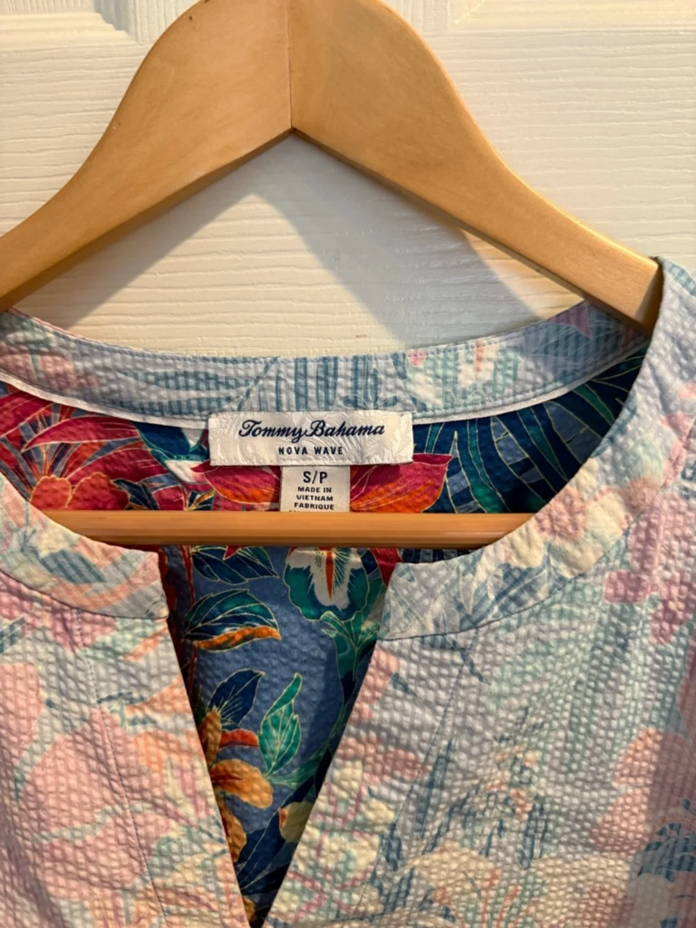 Tommy Bahama Floral Mix Short-Sleeve Top in Light Blue & Pastel Pink - Picture 3 of 7